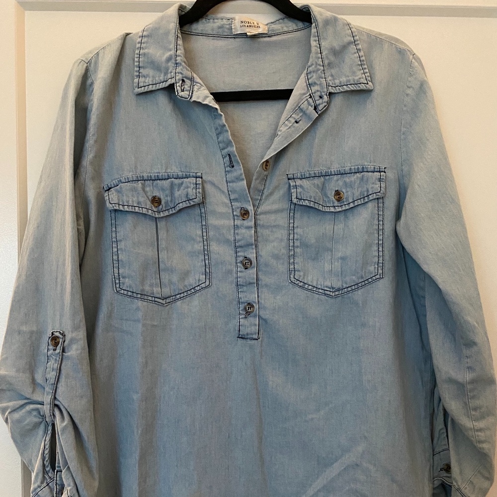 Chambray Button Down Top